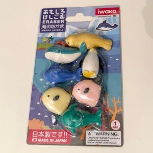 NEW iwako japanese marine animals eraser set